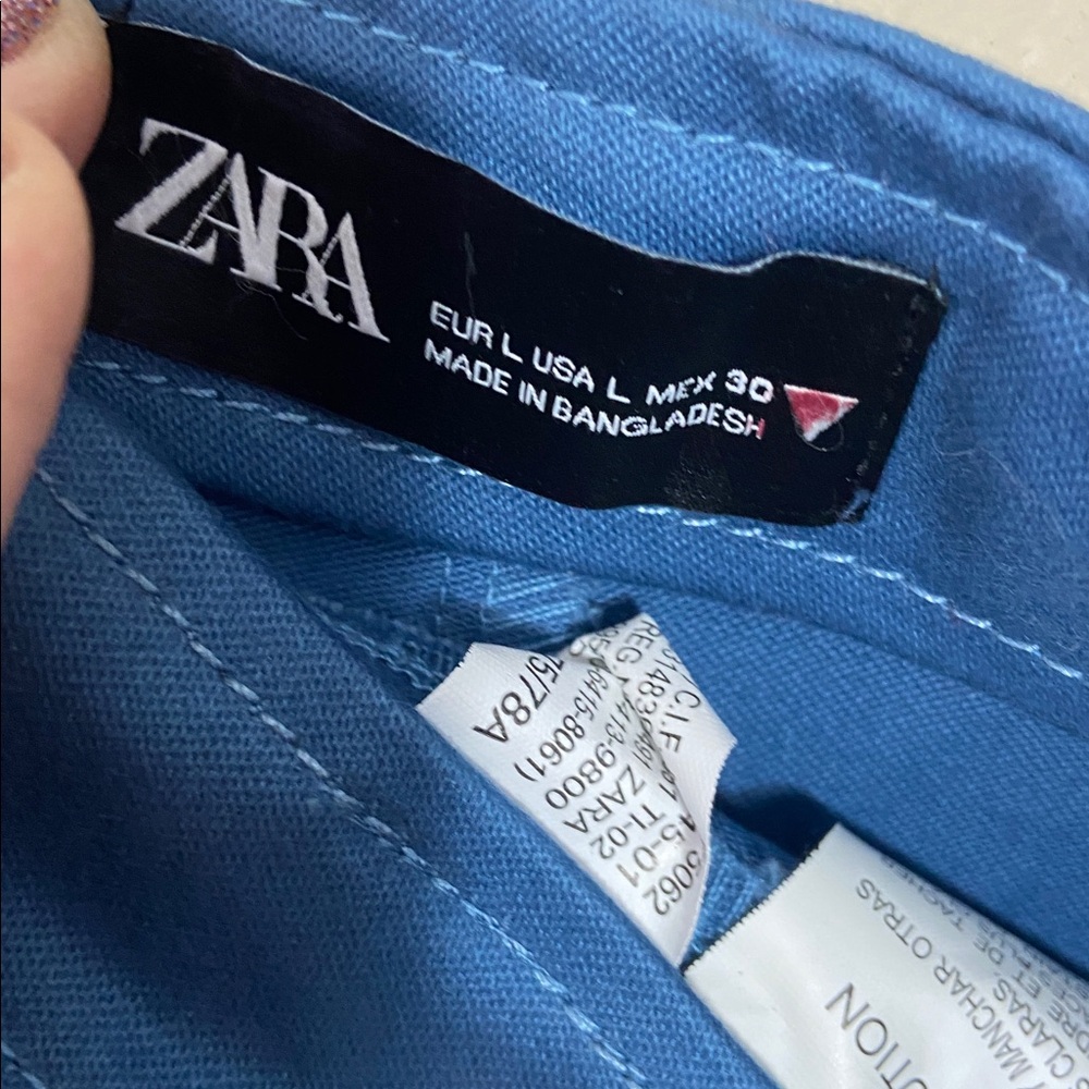 Zara Women's Skort Short Blue Denim Large Summer Cute Shorts Skirt Casual Mini - Picture 6 of 7